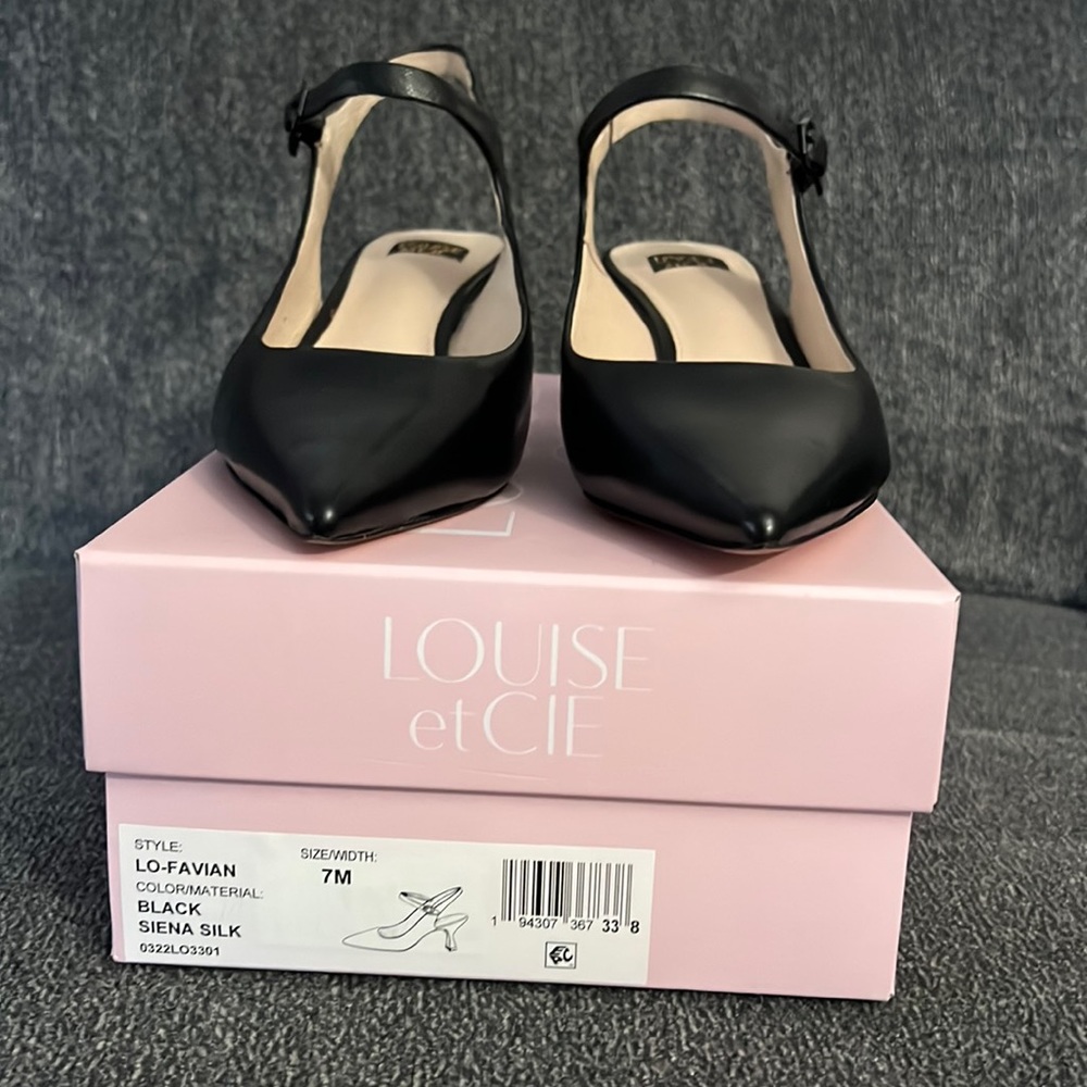 Louise Etcie   Favian black Siena Silk leather pumps